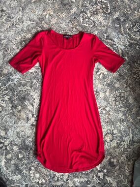 Derek Heart Bright Red Scoop Neck Tee Dress